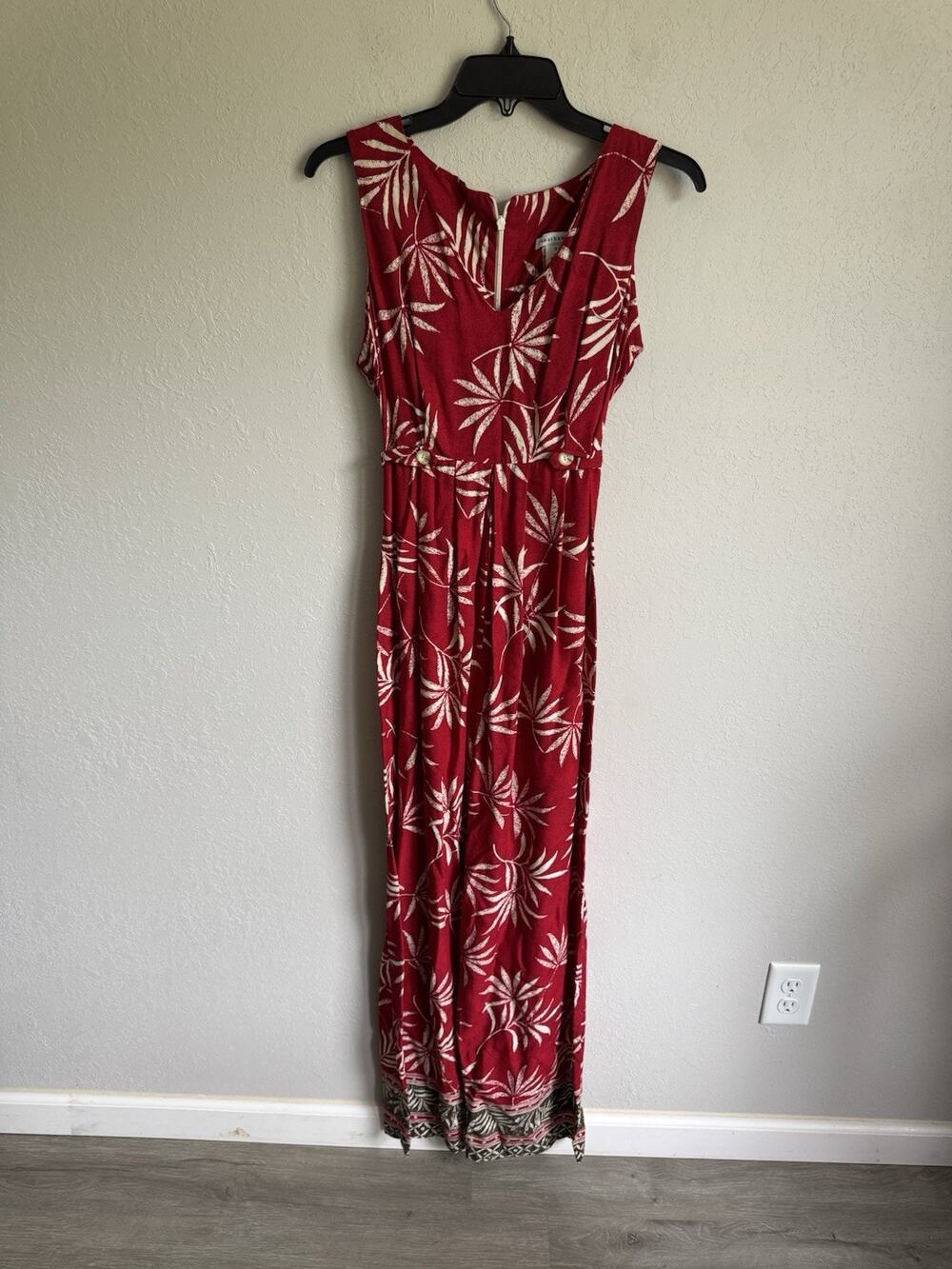 NWT Jonathan Martin Red Cream Palm Leaf Jumpsuit Womens 9 Vintage Hawaiian